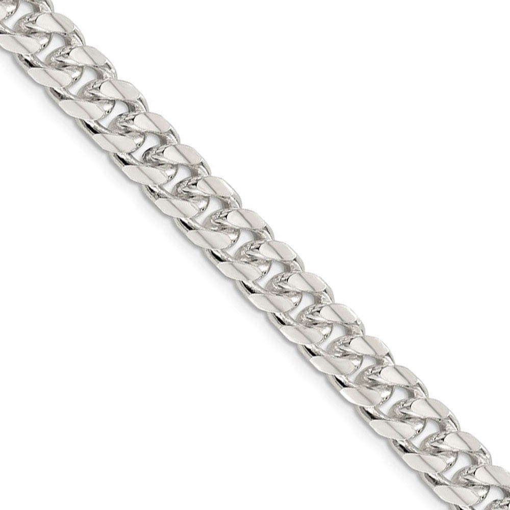 Men's 8.5mm, Sterling Silver Solid Domed Curb Chain Necklace