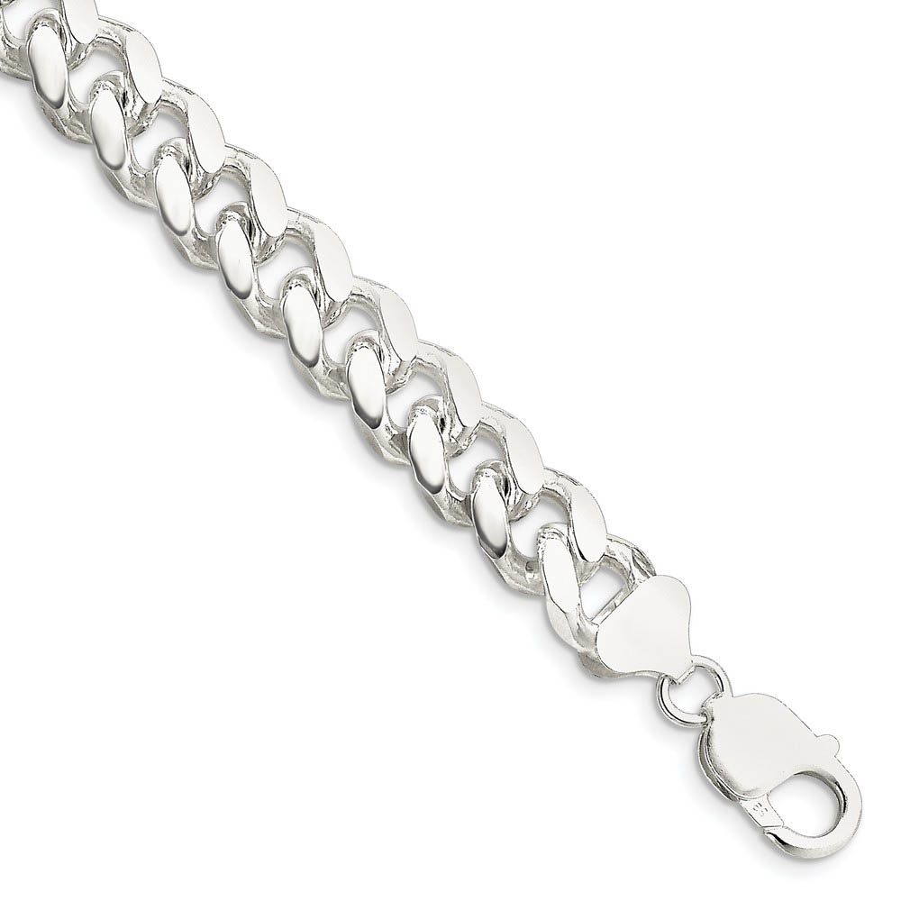 Men&#039;s 10.5mm, Sterling Silver Solid Domed Curb Chain Bracelet