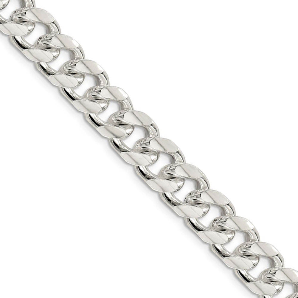 Men's 10.5mm, Sterling Silver Solid Domed Curb Chain Necklace
