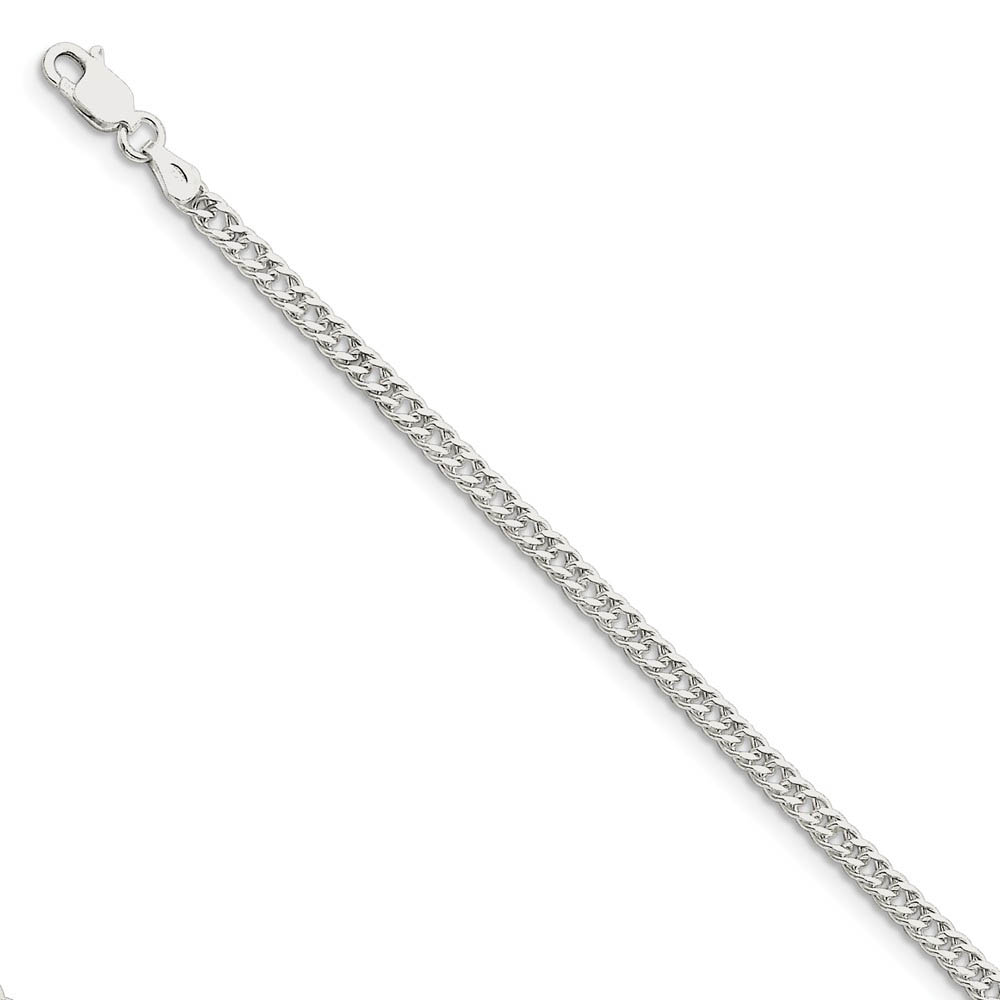 3.3mm, Sterling Silver, Solid Rambo Curb Chain Bracelet, 7 Inch