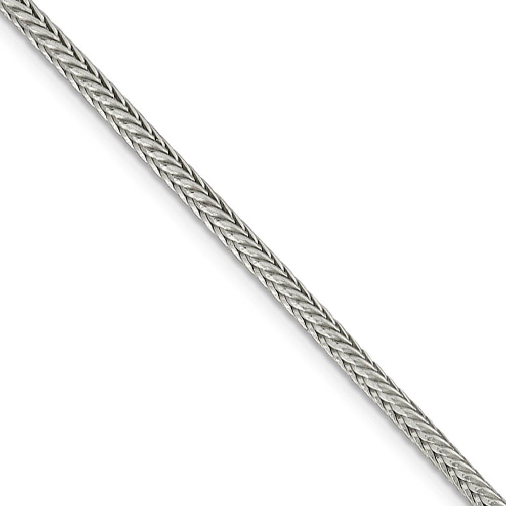 2.5mm Sterling Silver D/C Solid Round Franco Chain Necklace, 16 Inch