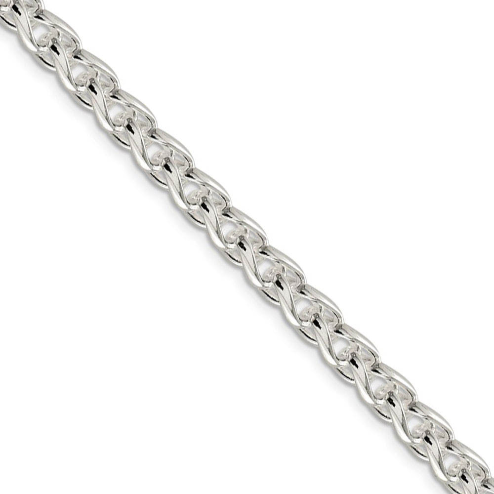 Men&#039;s 6mm, Sterling Silver Round Solid Spiga Chain Necklace, 18 Inch