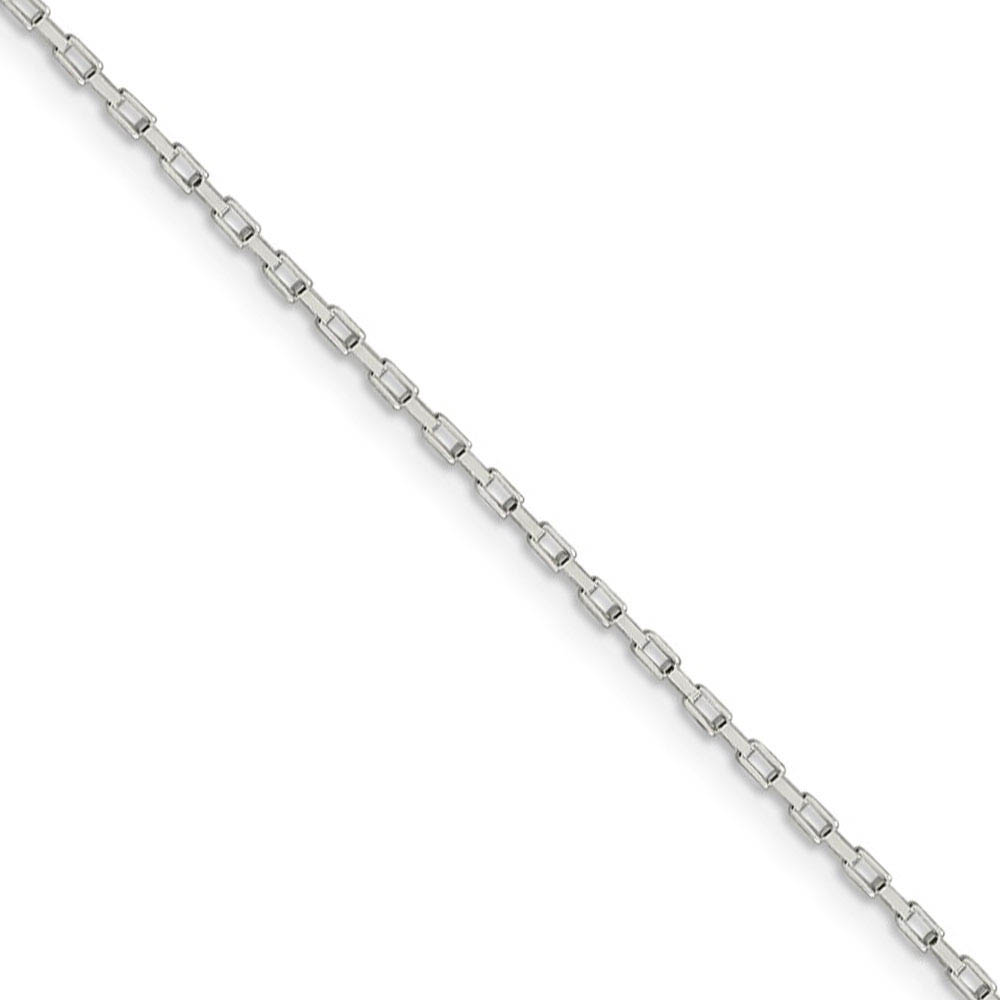 1.3mm, Sterling Silver Open Box Chain Necklace, 16 Inch