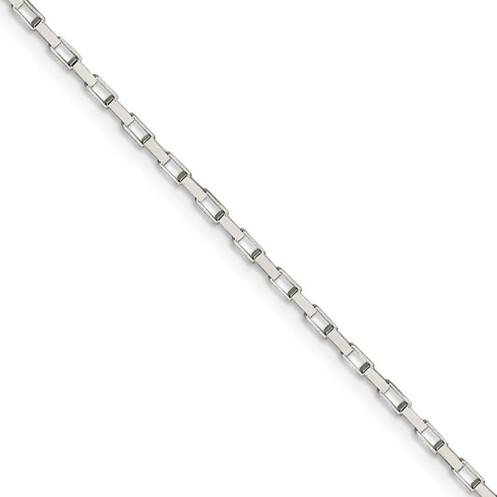 1.65mm Sterling Silver Open Elongated Solid Box Chain Necklace