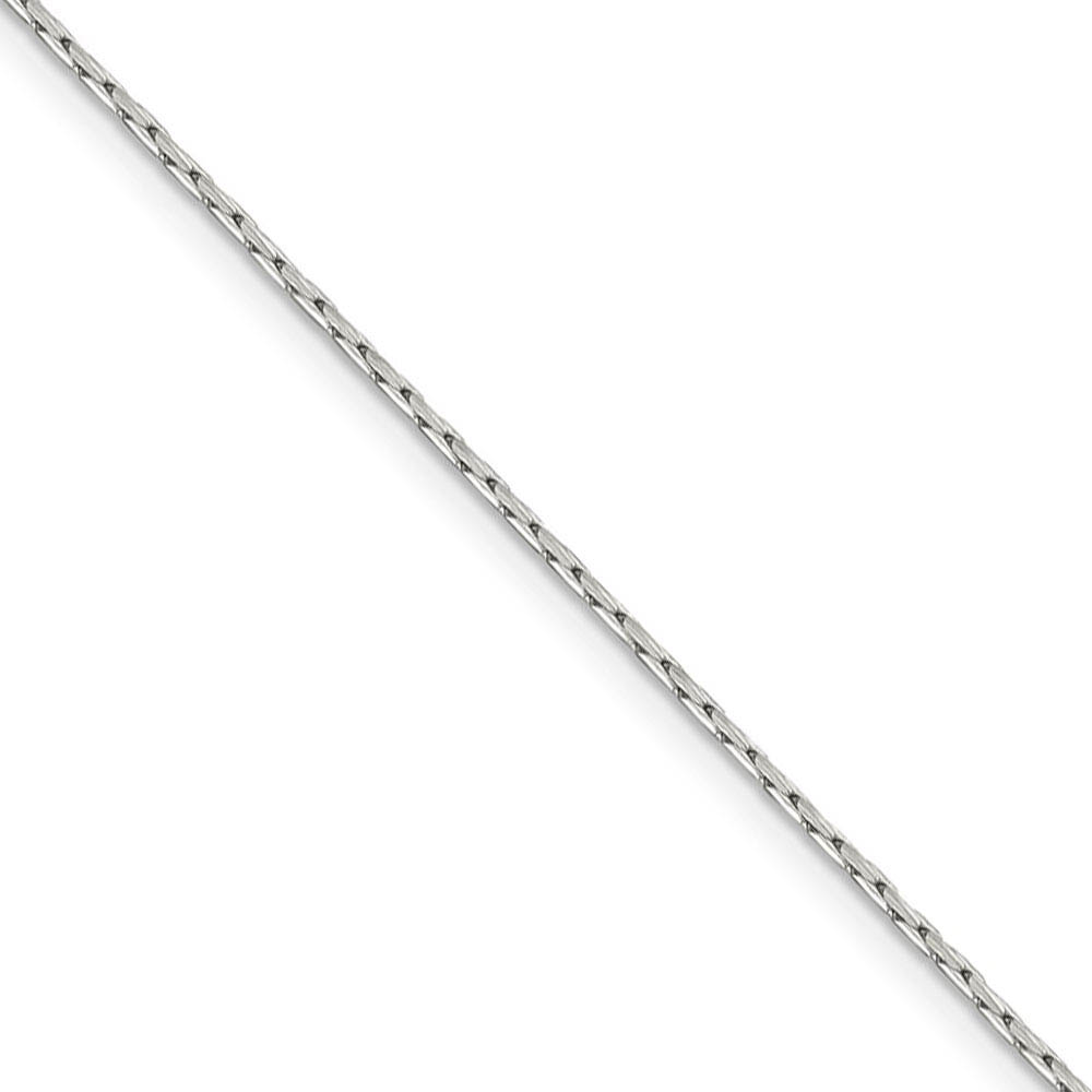 1mm, Sterling Silver Solid Round Box Chain Necklace, 16 Inch