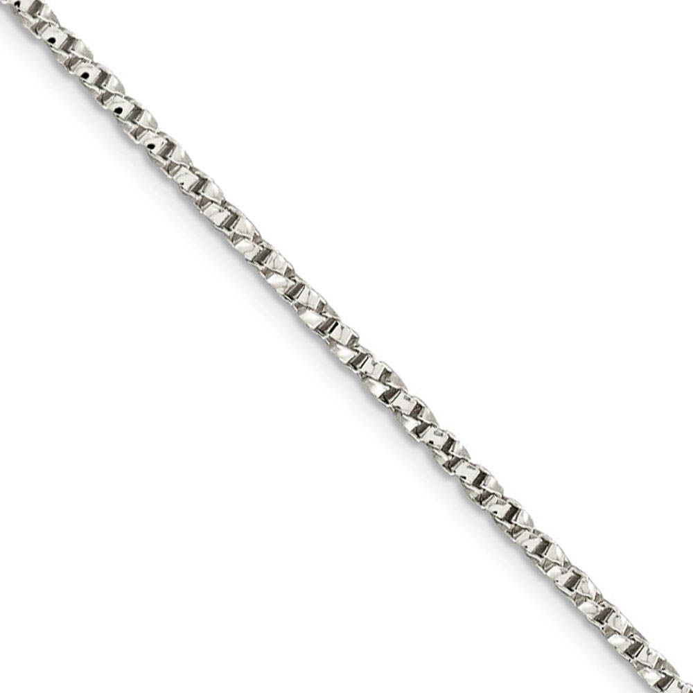 2.25mm Sterling Silver, Solid Twisted Box Chain Necklace