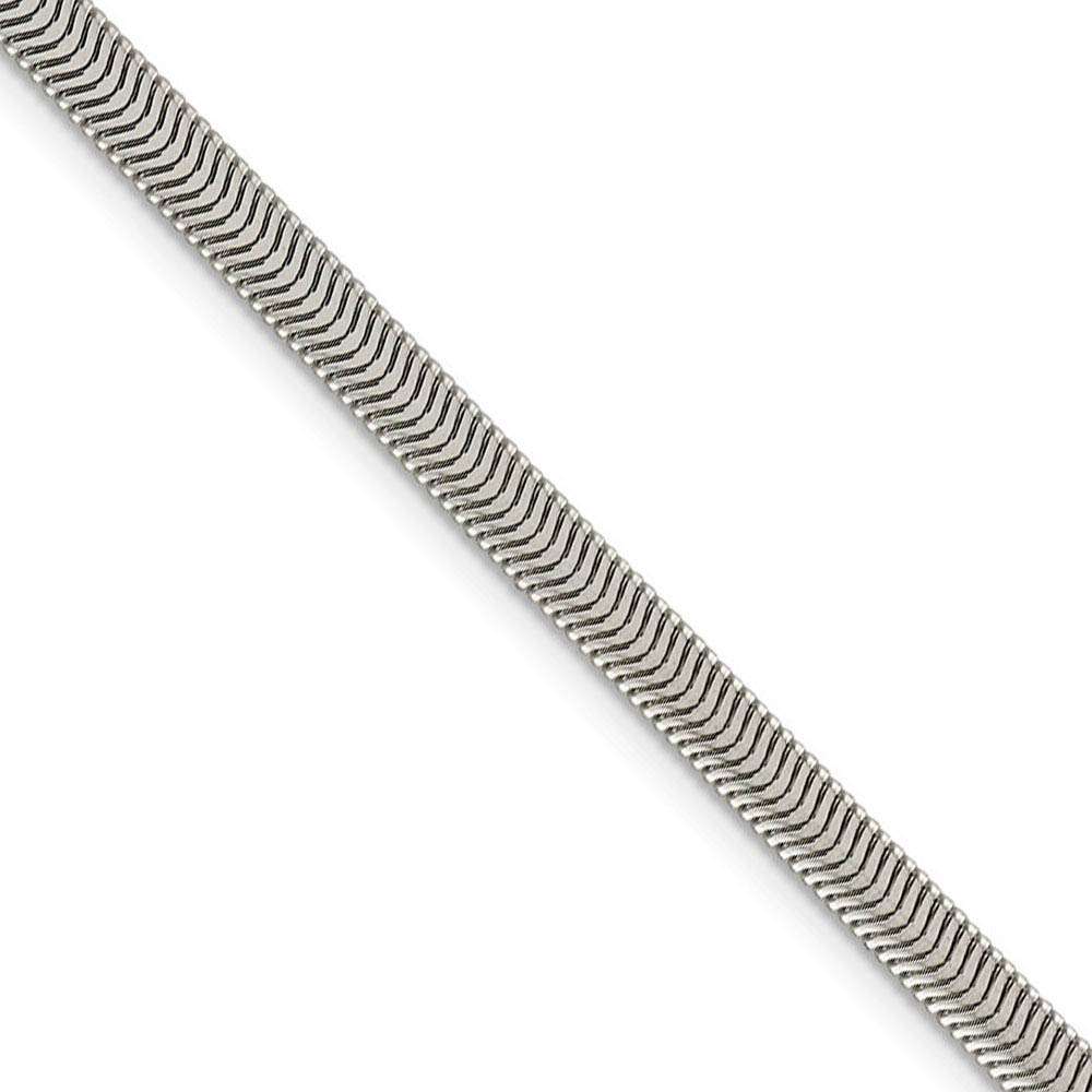 5mm, Sterling Silver Hollow Flat Oval Snake Chain Necklace, 16 Inch