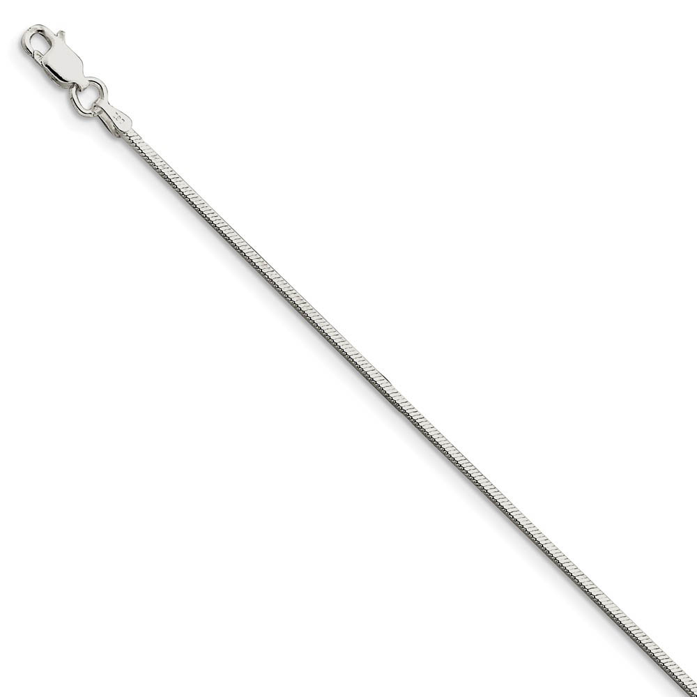 1.25mm, Sterling Silver Square Solid Snake Chain Bracelet