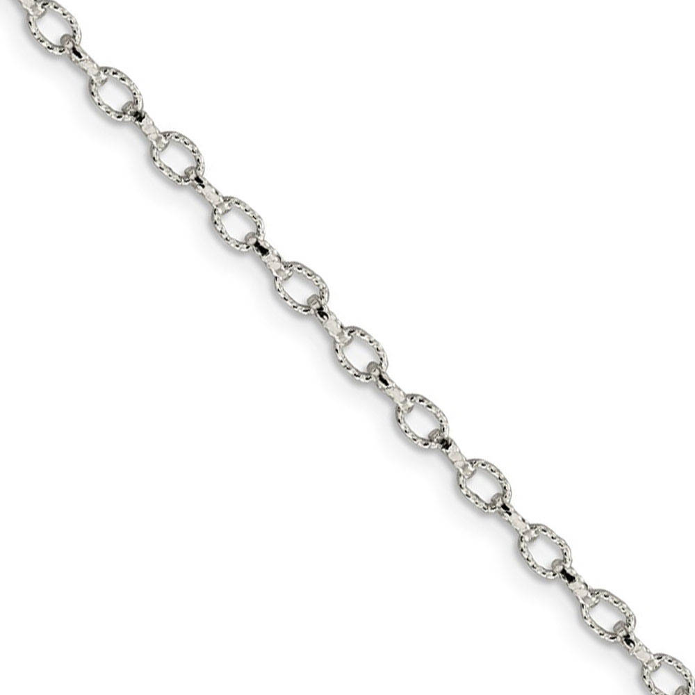 3mm, Sterling Silver Fancy Solid Rolo Chain Bracelet