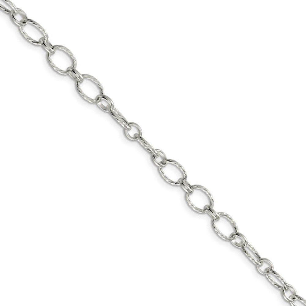 Women's 6mm, Sterling Silver Fancy Solid Rolo Chain Bracelet
