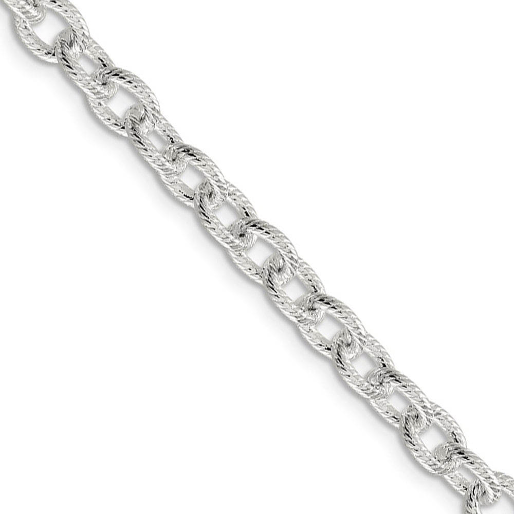 Men's 6.25mm, Sterling Silver Fancy Solid Rolo Chain Necklace
