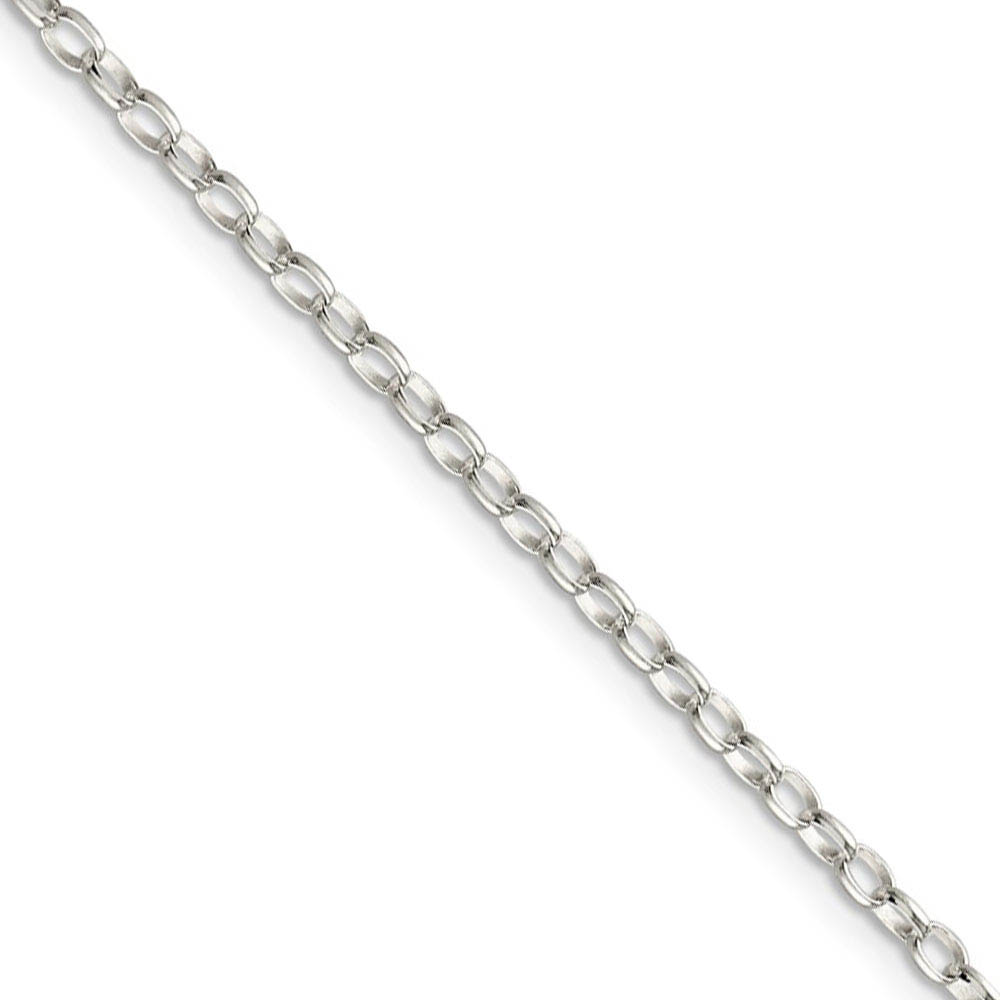 2.5mm, Sterling Silver Oval Solid Rolo Chain Necklace, 16 Inch