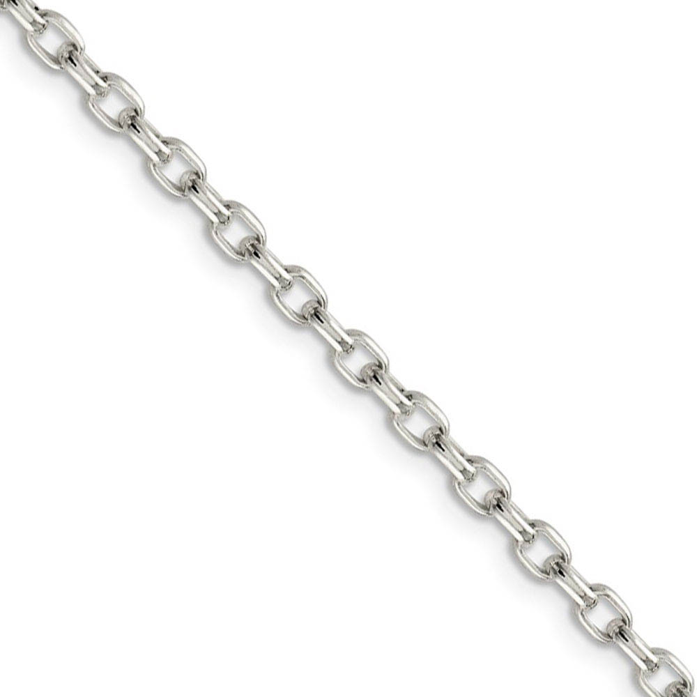 3.2mm Sterling Silver Solid Oval Rolo Chain Necklace