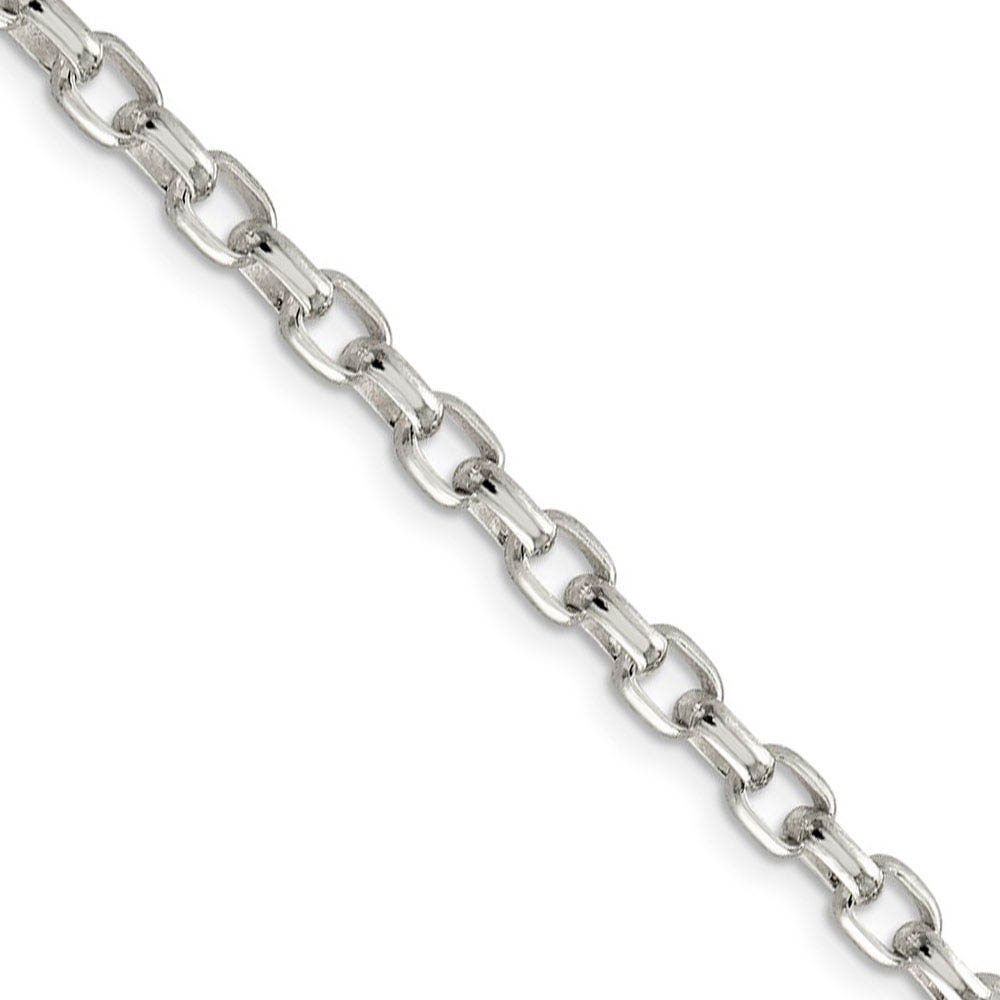 4.4mm, Sterling Silver Oval Solid Rolo Chain Necklace