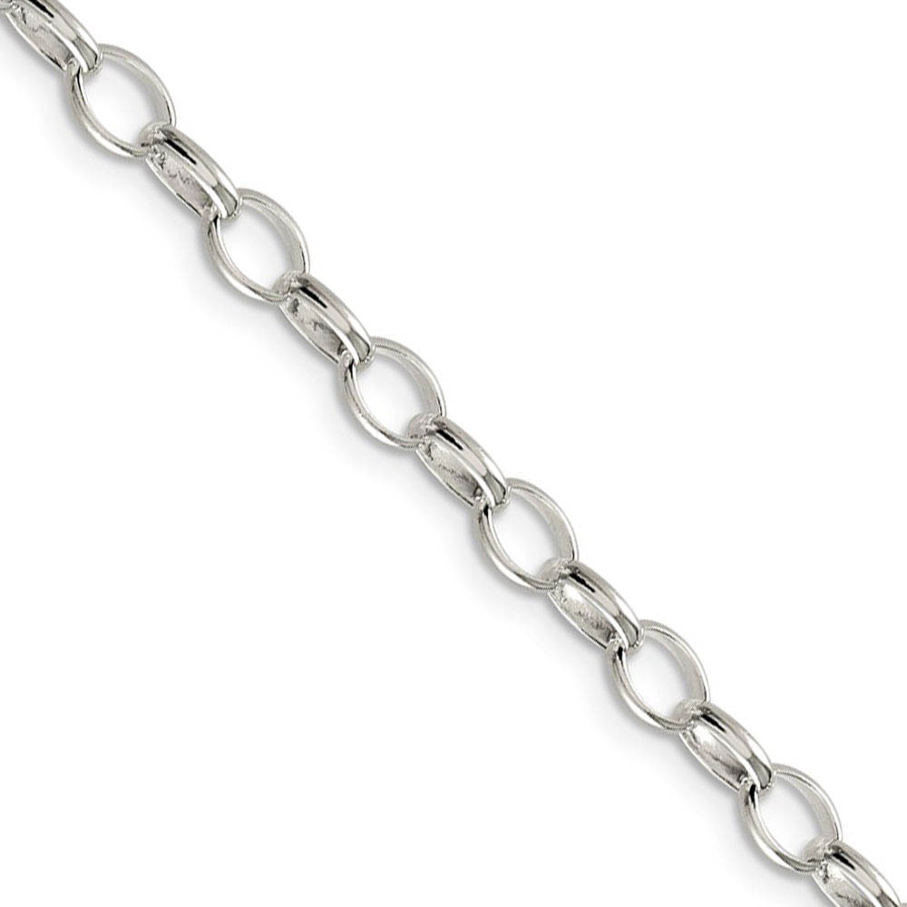 5mm, Sterling Silver Oval Solid Rolo Chain Necklace, 16 Inch