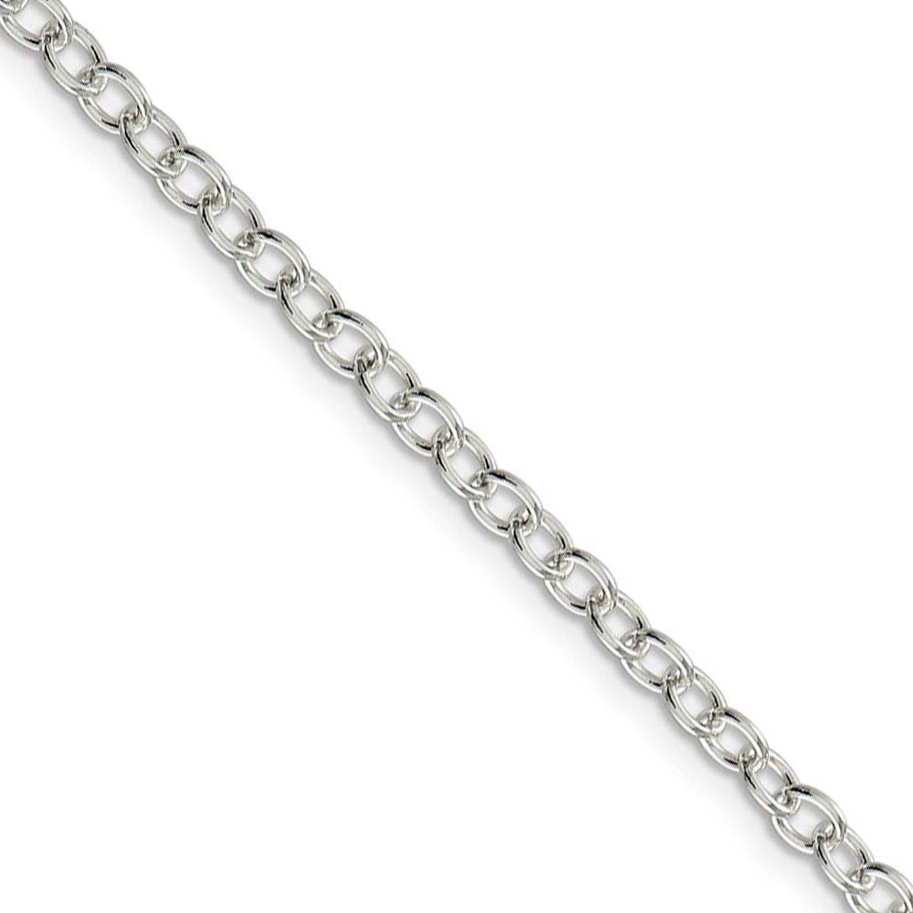 3.75mm, Sterling Silver, Solid Oval Cable Chain Necklace, 16 Inch