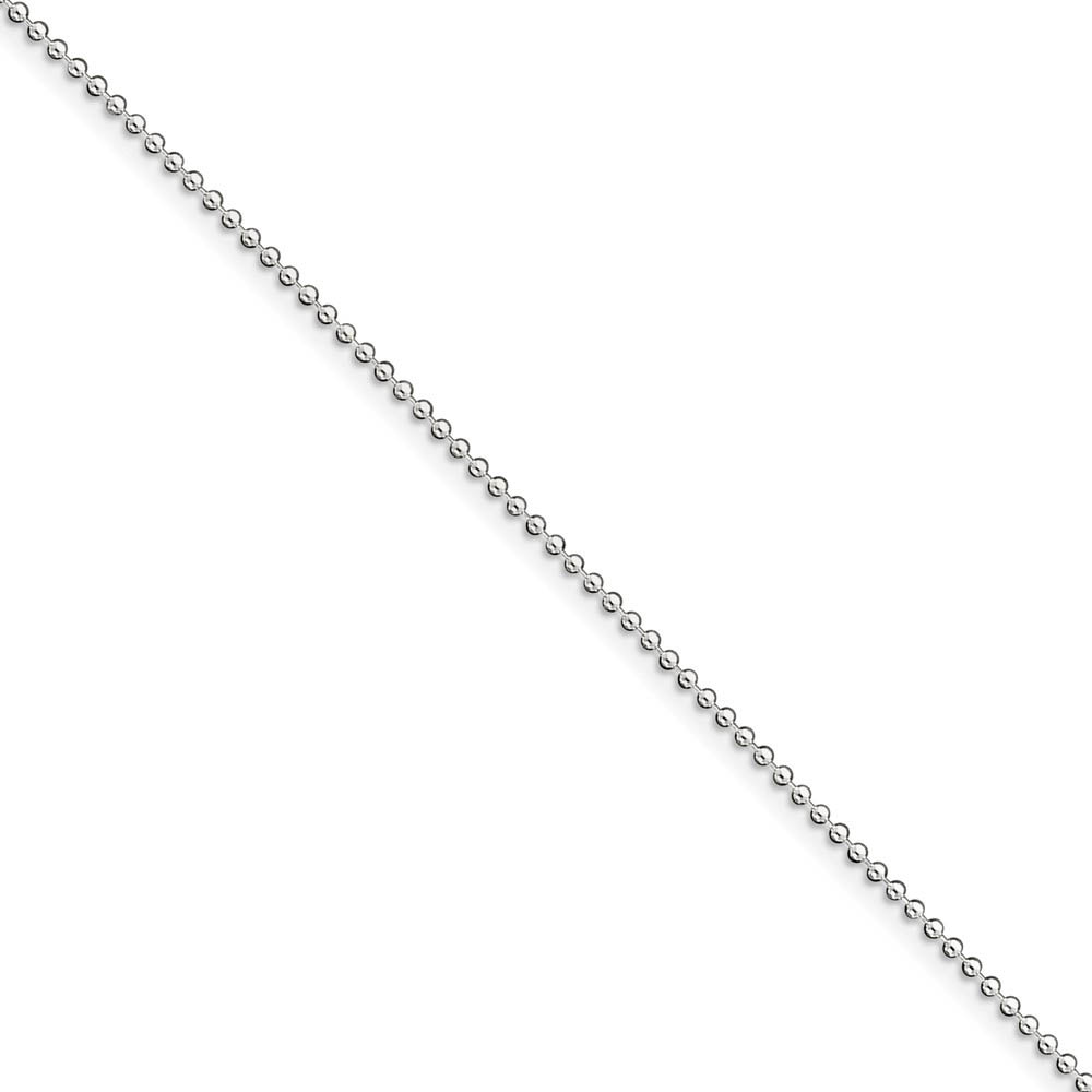 1.5mm, Sterling Silver, Hollow Bead Chain Anklet, 9 Inch