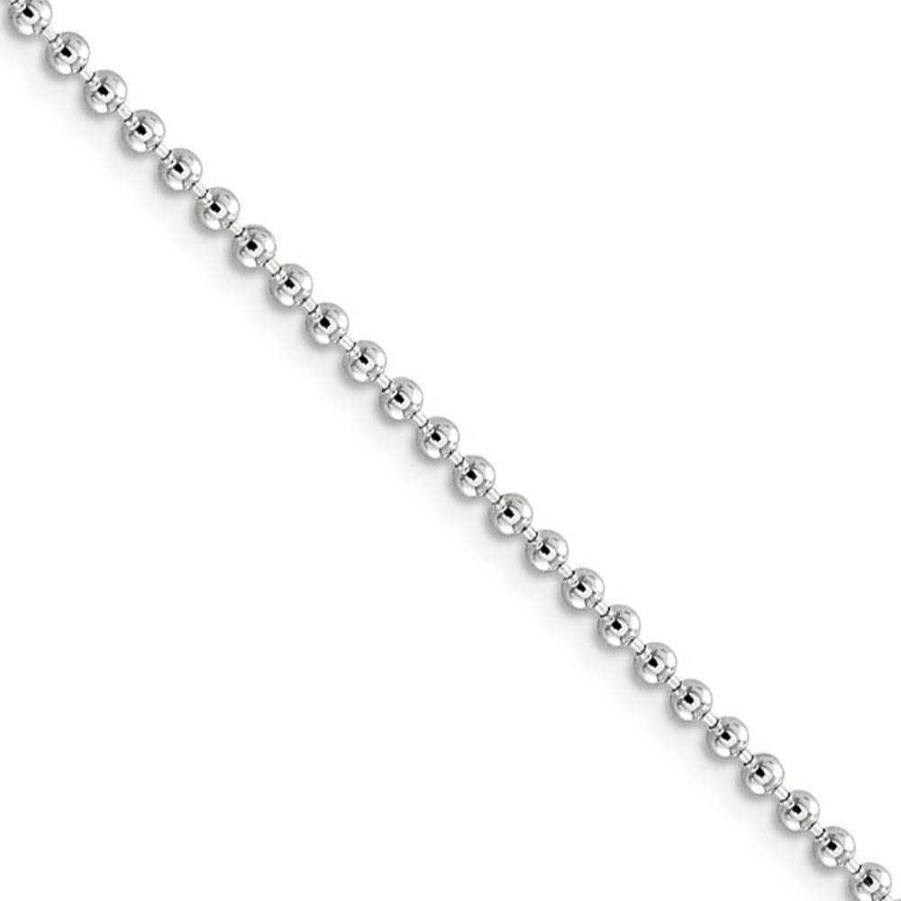 2.35mm, Sterling Silver, Hollow Bead Chain Necklace, 16 Inch