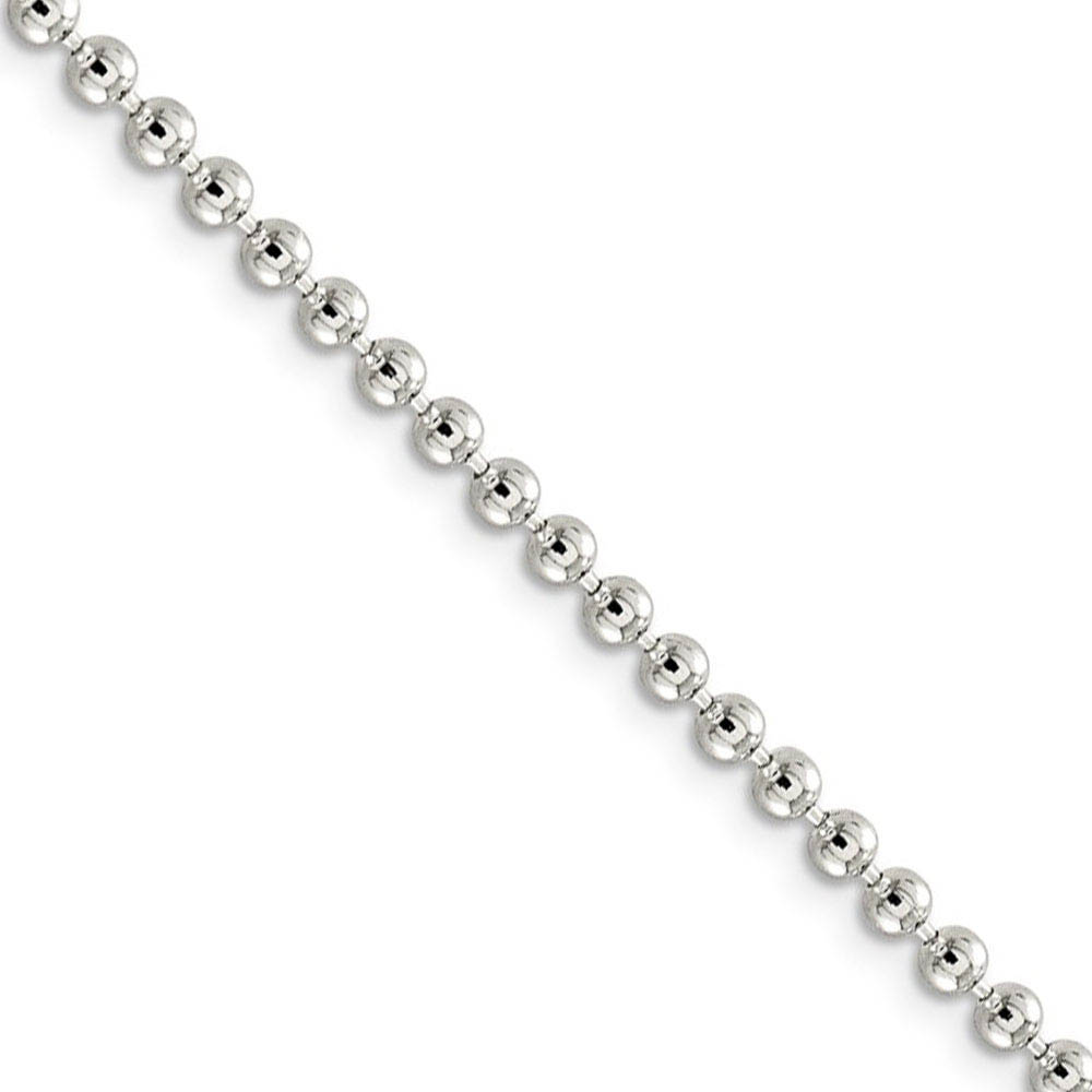 3mm, Sterling Silver, Hollow Bead Chain Necklace, 16 Inch