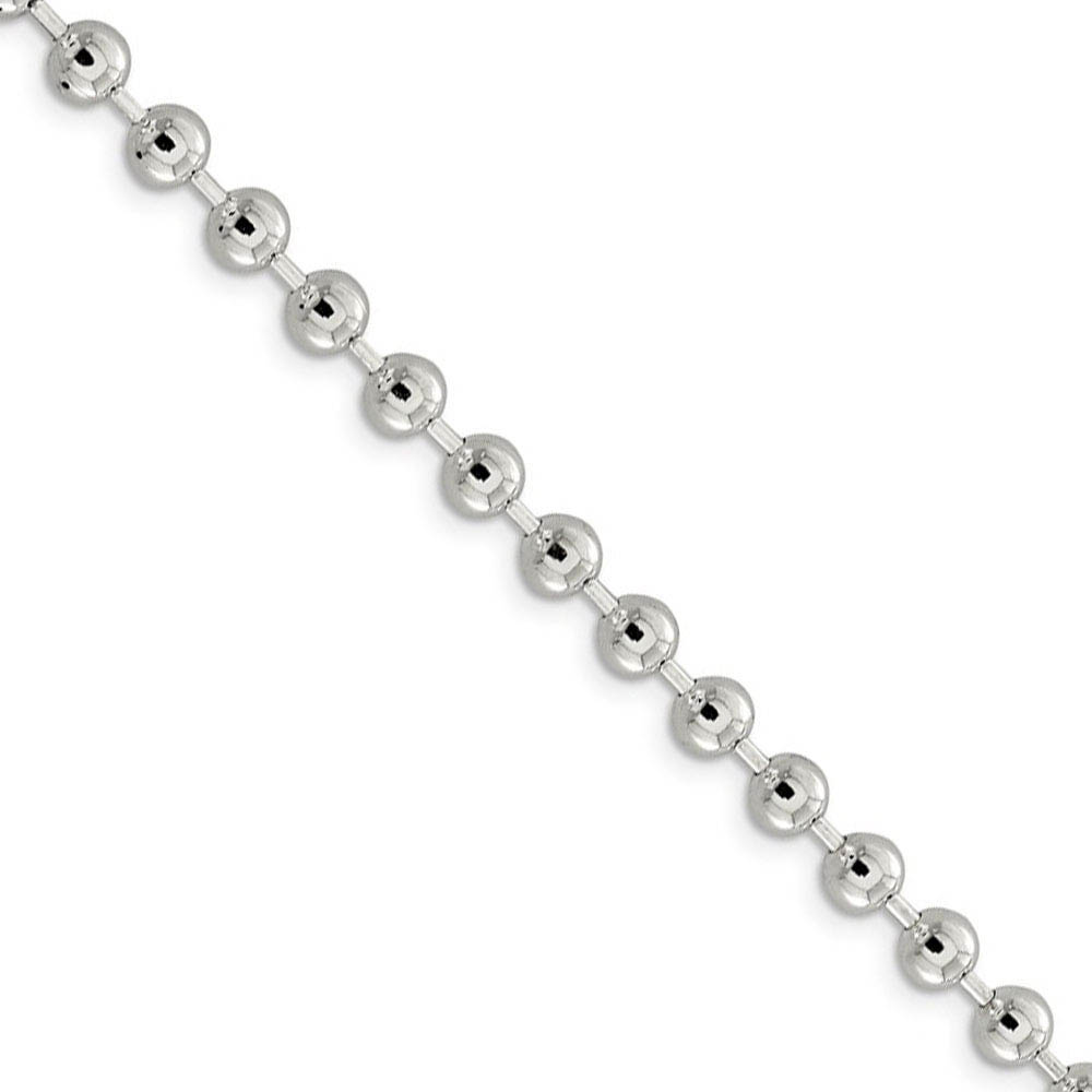 5mm, Sterling Silver, Hollow Bead Chain Necklace, 16 Inch