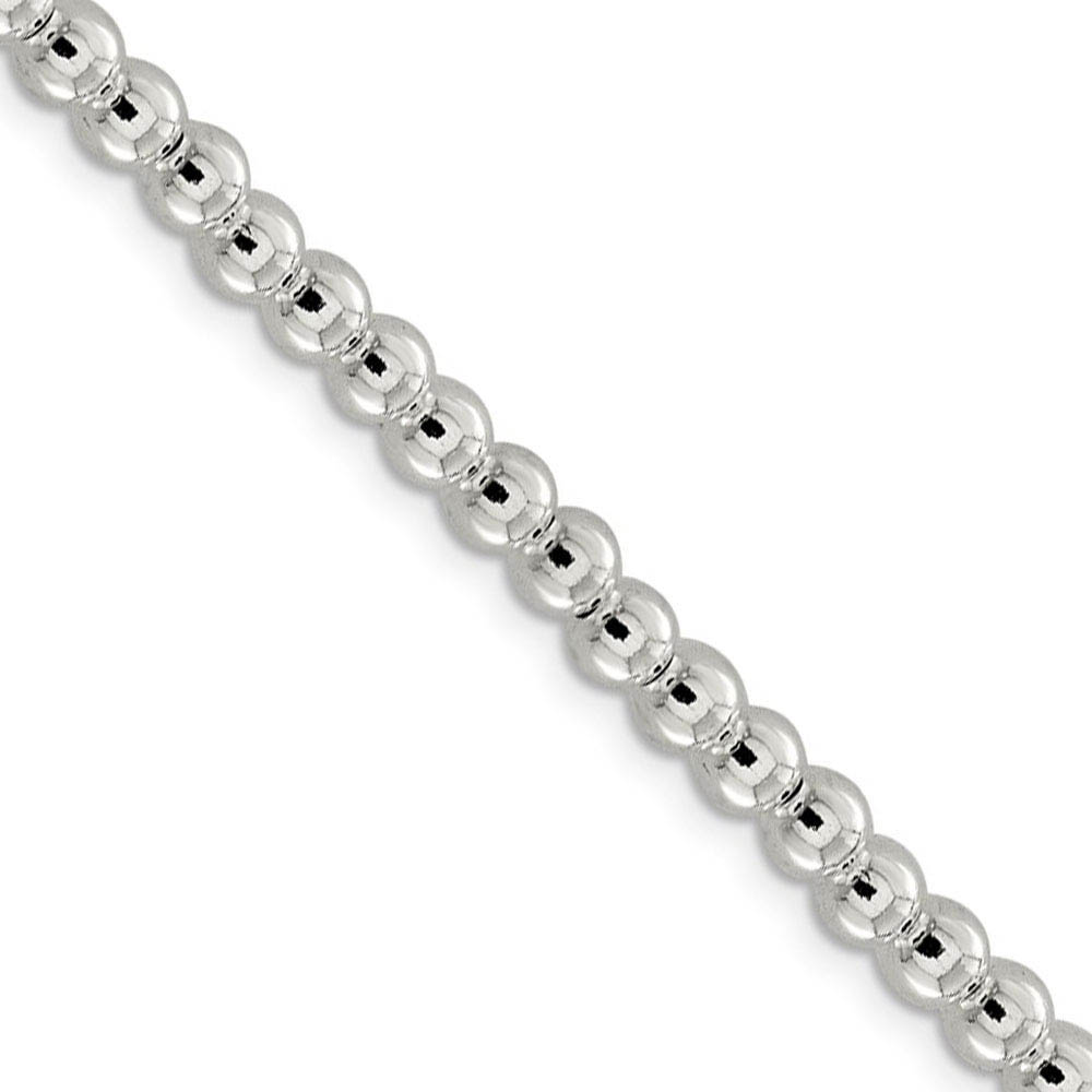 5mm, Sterling Silver, Beaded Box Chain Necklace, 16 Inch