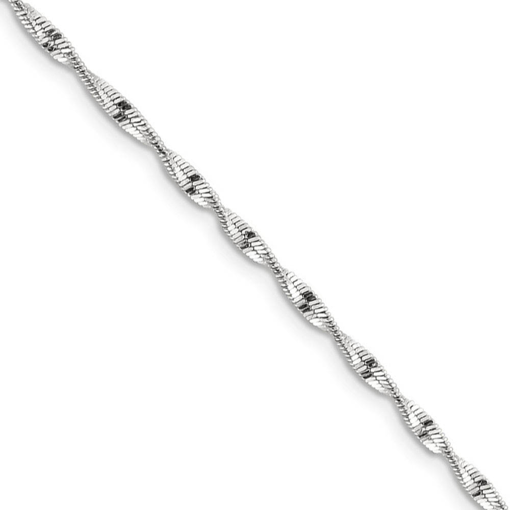 2mm, Sterling Silver Twisted Solid Herringbone Chain Necklace, 16 Inch