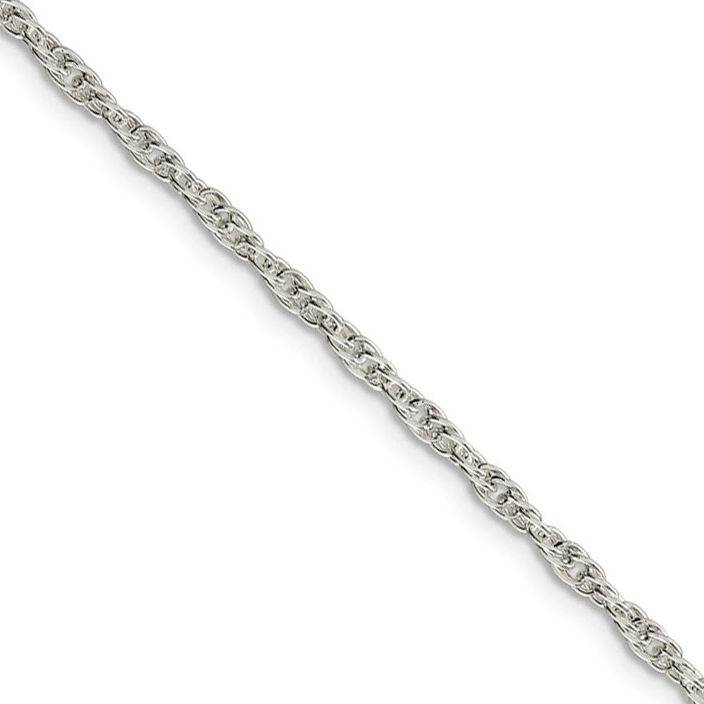 2.45mm, Sterling Silver Solid Loose Rope Chain Necklace