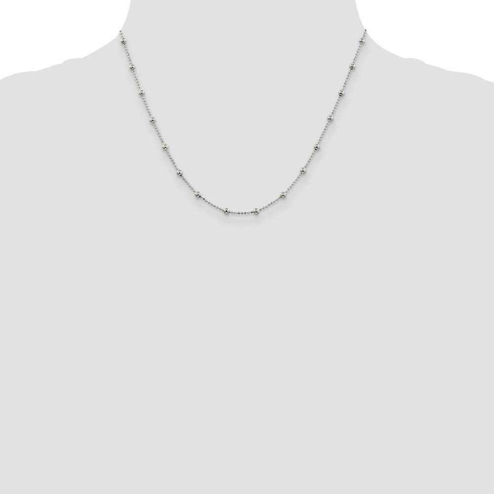 1.15mm, Sterling Silver Diamond Cut Fancy Beaded Chain Necklace - Picture 11 of 24