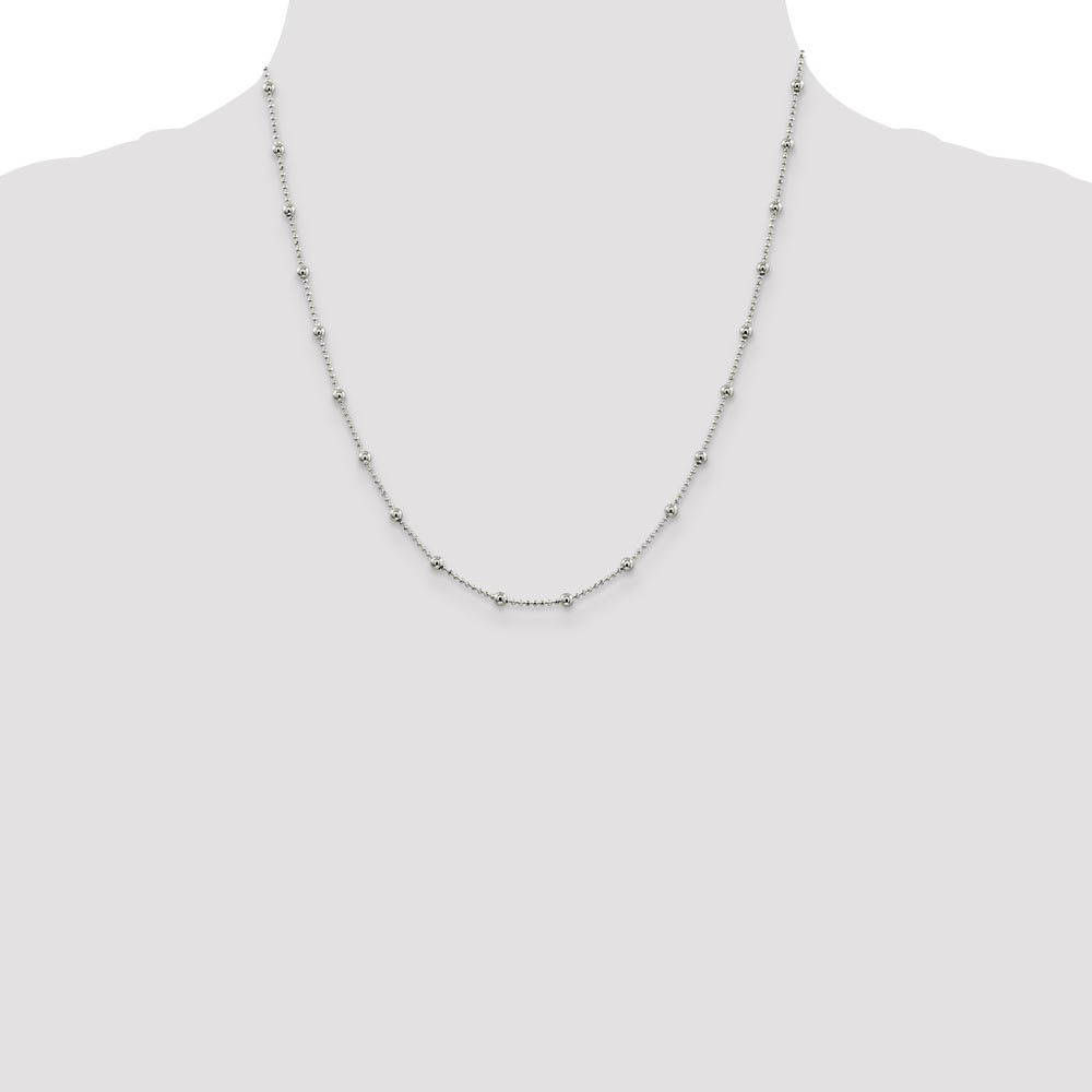 1.15mm, Sterling Silver Diamond Cut Fancy Beaded Chain Necklace - Picture 16 of 24