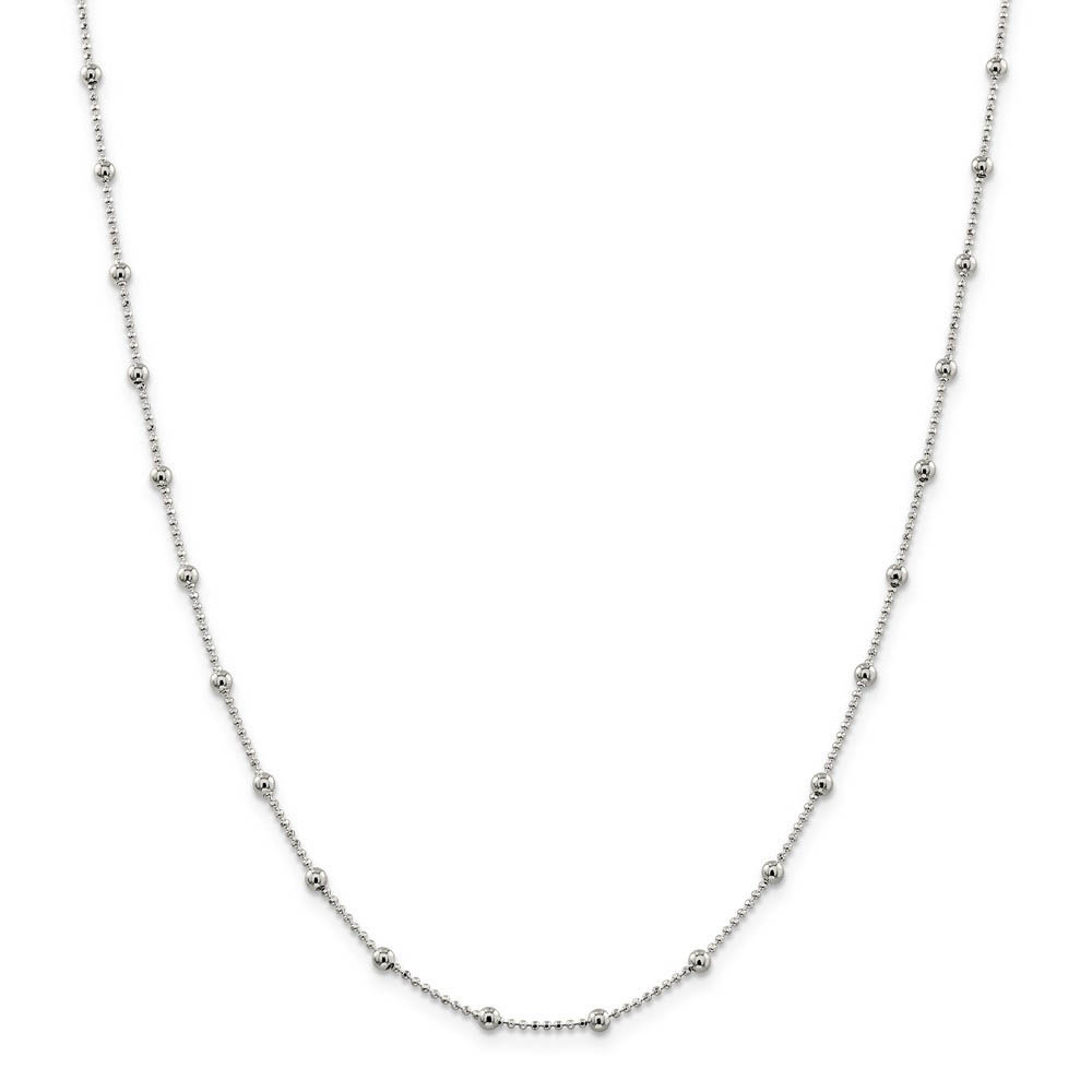 1.15mm, Sterling Silver Diamond Cut Fancy Beaded Chain Necklace - Picture 17 of 24