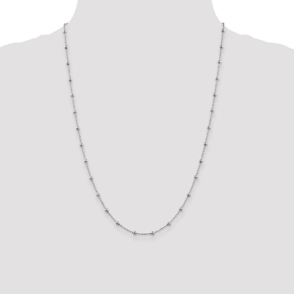 1.15mm, Sterling Silver Diamond Cut Fancy Beaded Chain Necklace - Picture 21 of 24