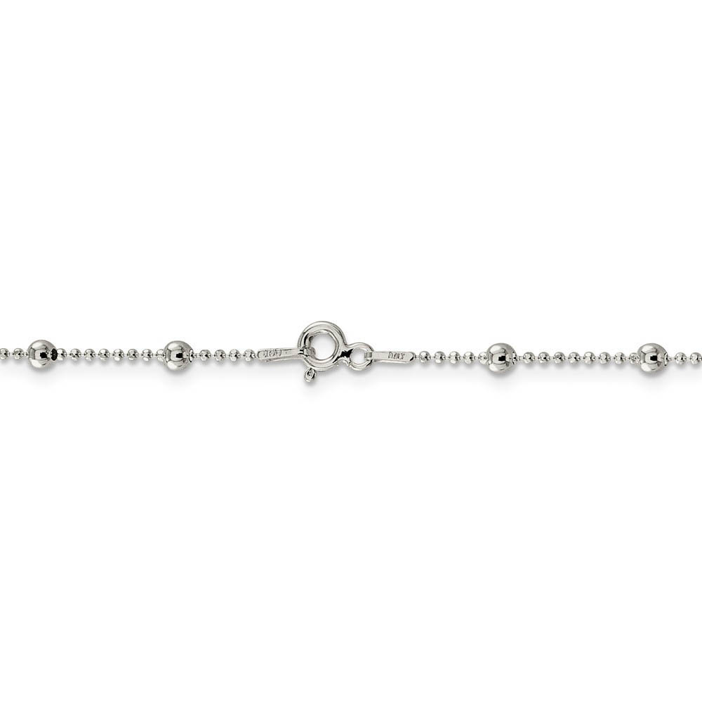1.15mm, Sterling Silver Diamond Cut Fancy Beaded Chain Necklace - Picture 23 of 24