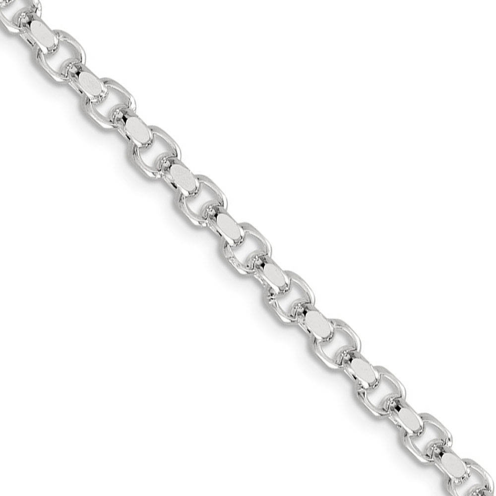 4mm, Sterling Silver Beveled Solid Rolo Chain Necklace, 16 Inch