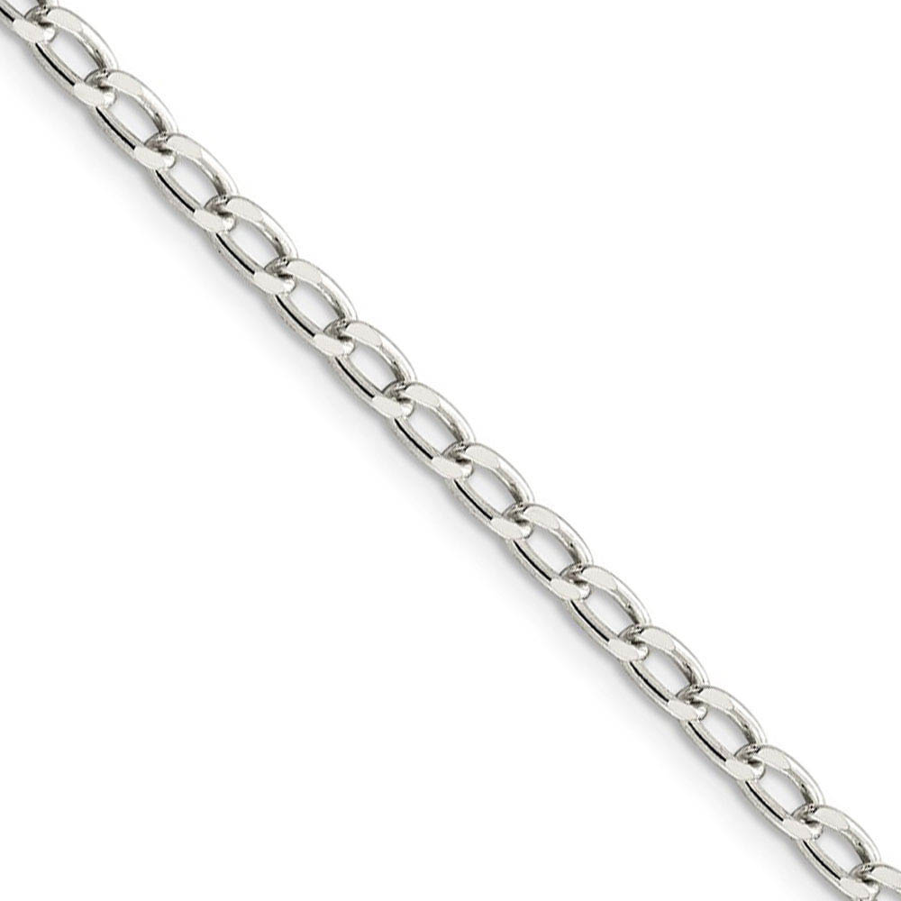 3.2mm, Sterling Silver Solid Open Curb Chain Necklace, 16 Inch