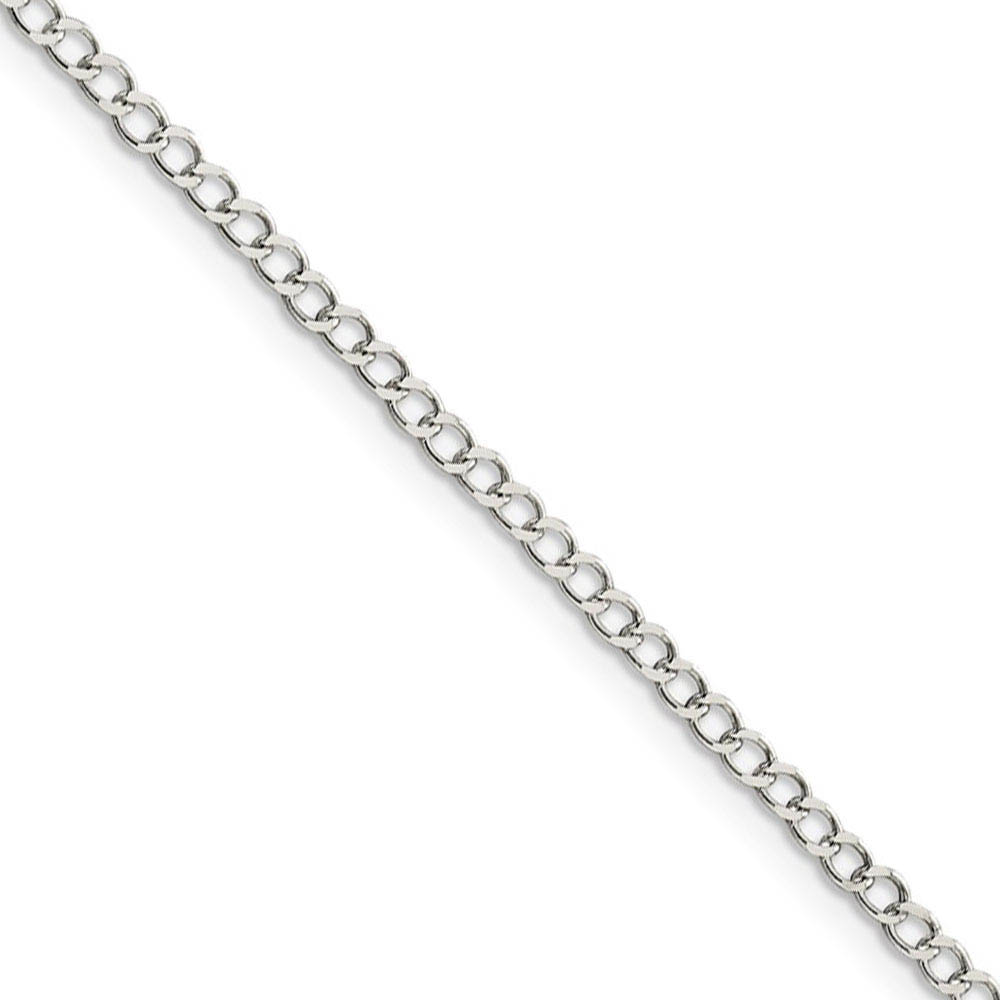 2.5mm, Sterling Silver Solid Open Flat Curb Chain Necklace, 16 Inch