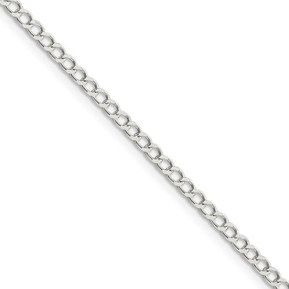 3.5mm Sterling Silver Diamond Cut Solid Open Curb Chain Necklace