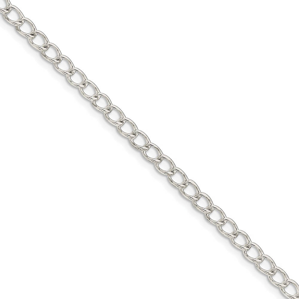 3mm, Sterling Silver Open Solid Curb Chain Anklet