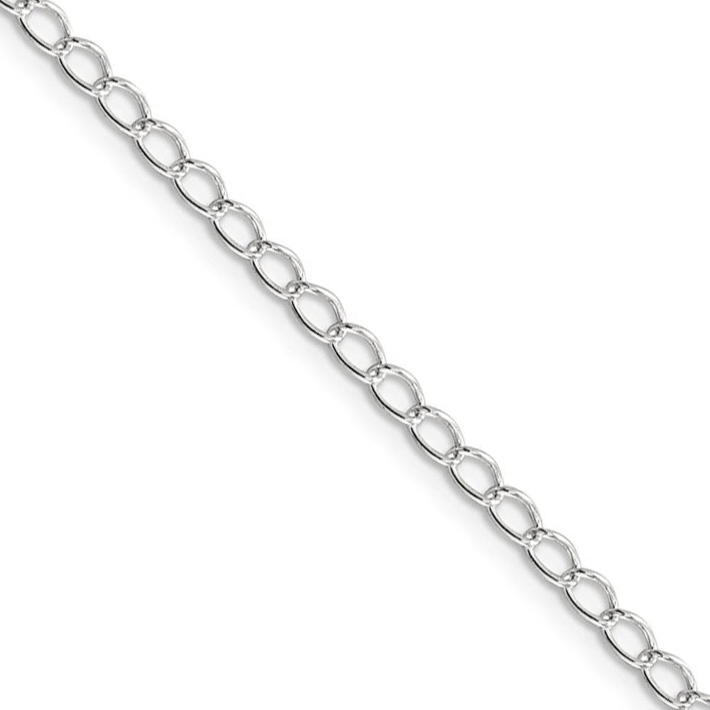 3mm, Sterling Silver Half Round, Solid Curb Chain Bracelet