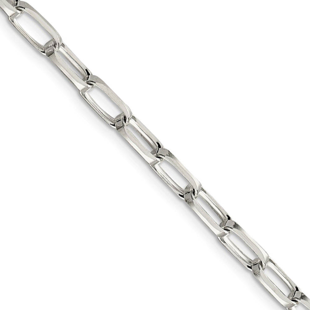 5mm, Sterling Silver Elongated Open Cable Chain Necklace, 18 Inch