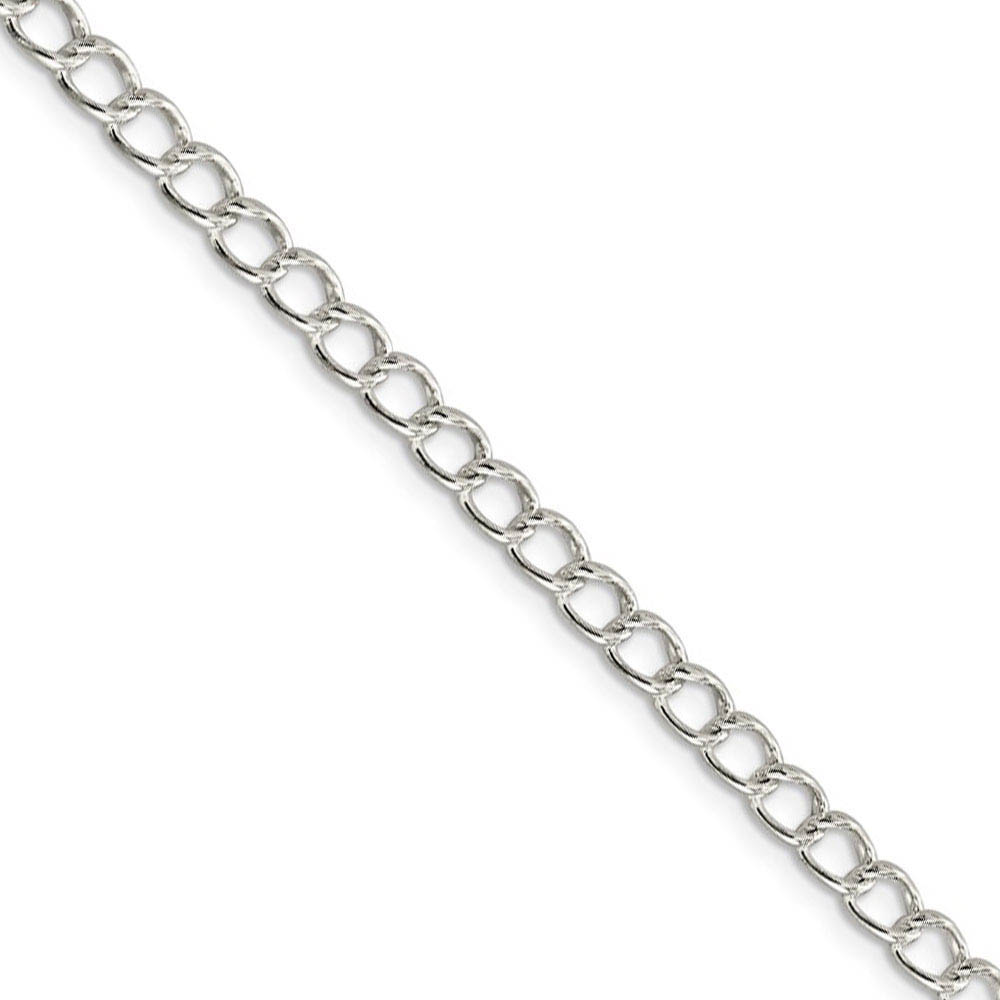 4.5mm, Sterling Silver Half Round, Solid Curb Chain Necklace, 18 Inch