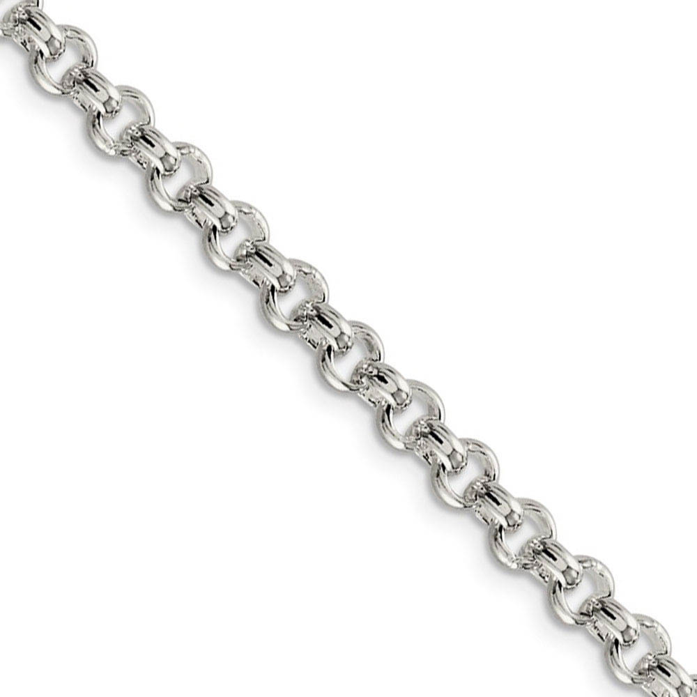 Men&#039;s 5mm, Sterling Silver Solid Rolo Chain Necklace, 16 Inch