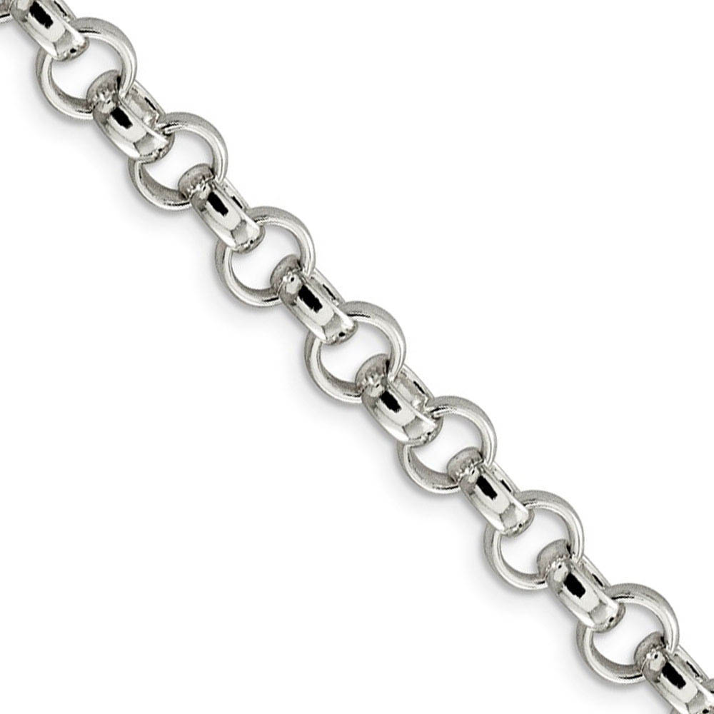 6.75mm Sterling Silver Solid Belcher (Rolo) Chain Bracelet, 8 Inch