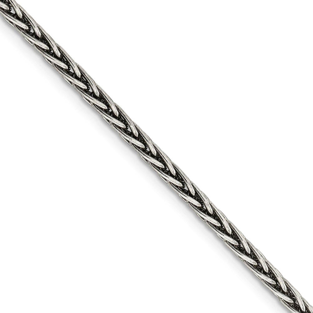 3.25mm, Sterling Silver Antiqued Solid Spiga Chain Necklace, 18 Inch