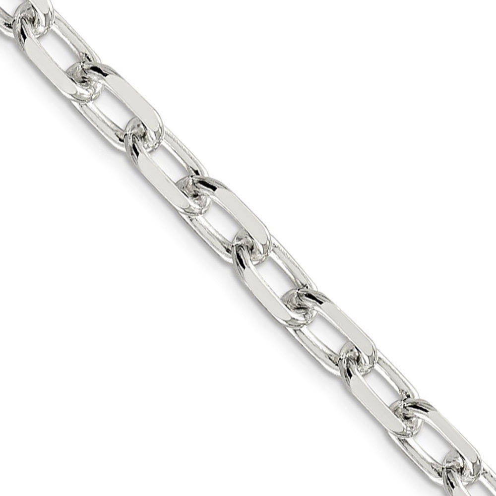 Men's 7.5mm Sterling Silver D/C Solid Elongated Cable Chain Bracelet