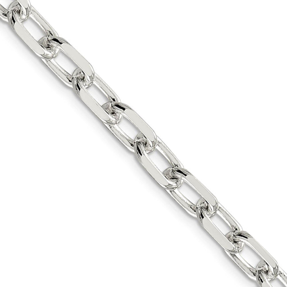 Men&#039;s 7.5mm Sterling Silver Elongated Open Cable Chain Necklace, 18 In