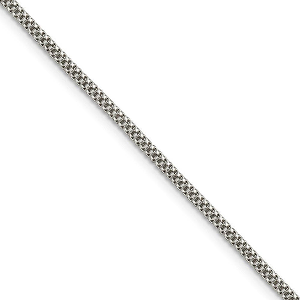 2mm, Sterling Silver Fancy Round Box Chain Necklace, 16 Inch