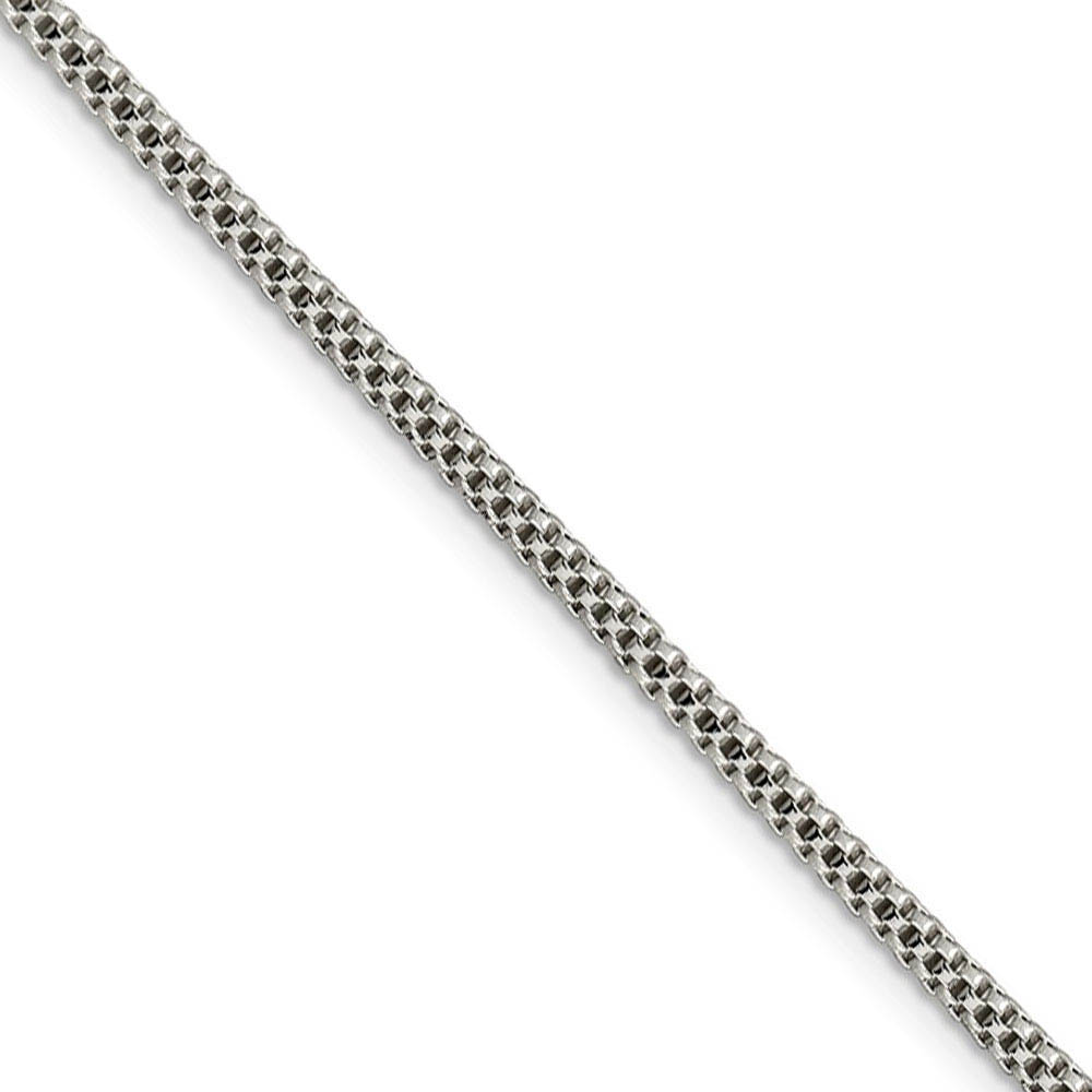 2.4mm, Sterling Silver Fancy Box Chain Necklace, 16 Inch