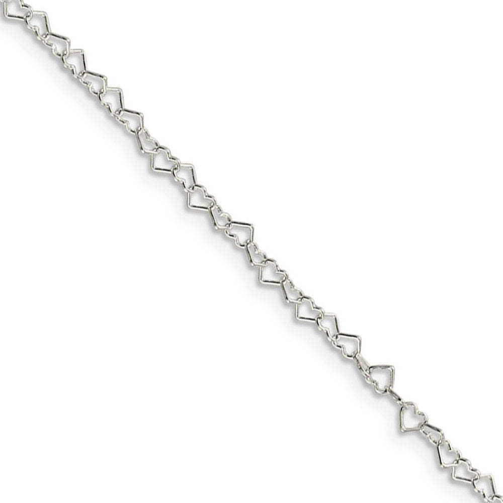 3.5mm, Sterling Silver Heart Link Chain Necklace, 16 Inch