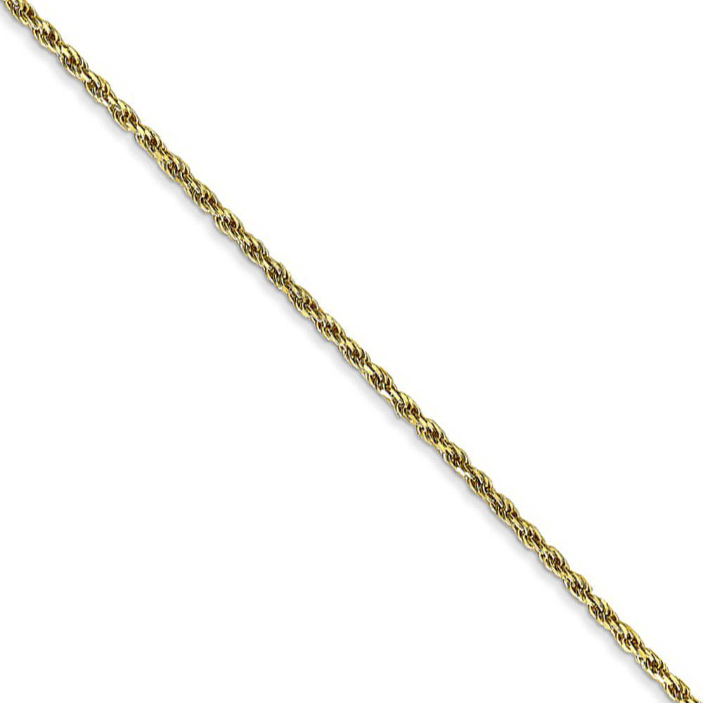 1.3mm 10k Yellow Gold Diamond Cut Solid Rope Chain Necklace, 16 Inch