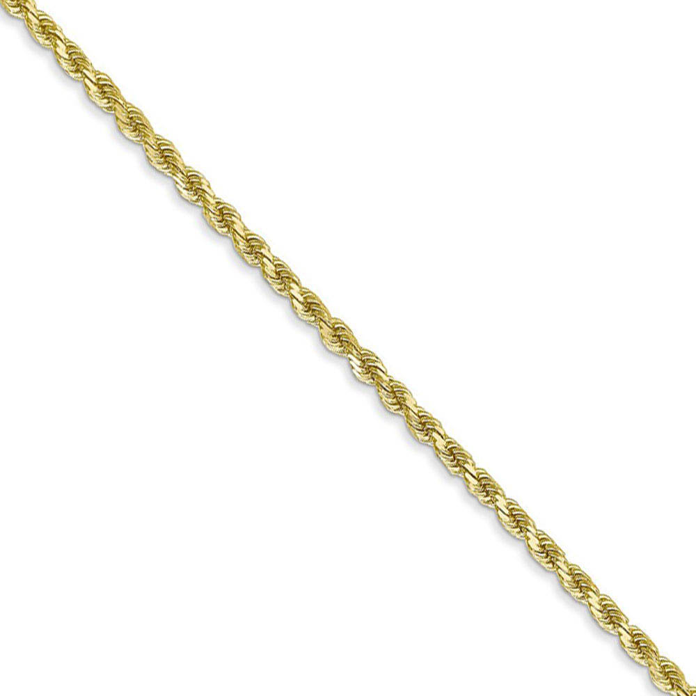 2mm 10k Yellow Gold Solid Diamond Cut Rope Chain Necklace